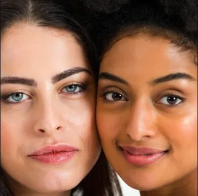 a close-up of two women